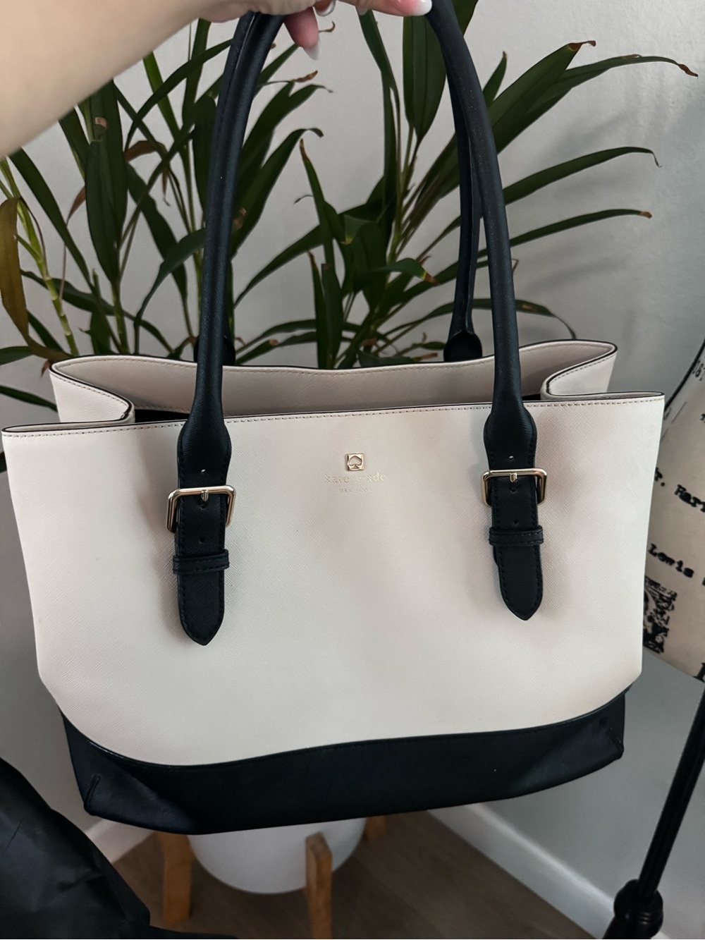 Kate Spade Two-Tone Black and Cream Tote Bag